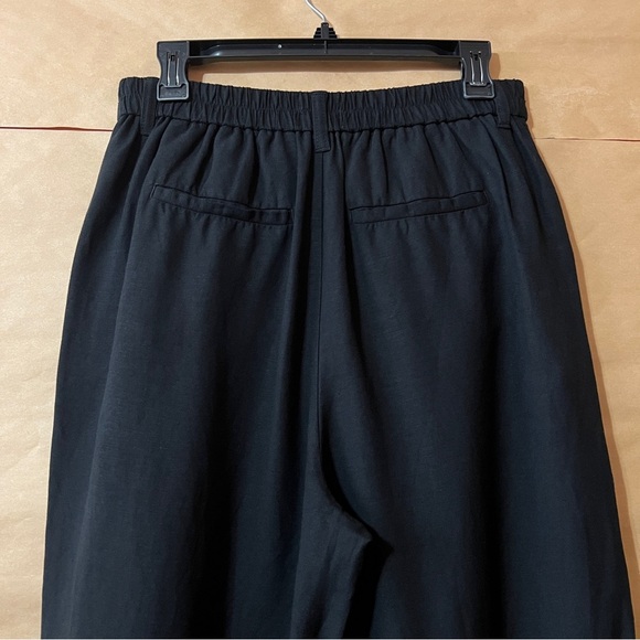 Madewell The Tailored Tapered Pants Linen Blend Barrel Leg Trousers Black Size 6 - Picture 9 of 11